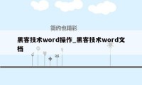 黑客技术word操作_黑客技术word文档