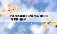 计算机黑客hacker是什么_hacker黑客网络技术
