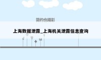 上海数据泄露_上海机关泄露信息查询